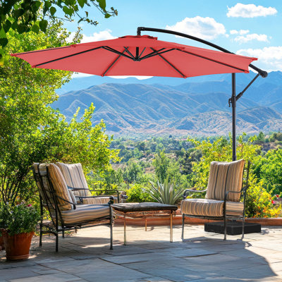 Parasol de patio en porte-à-faux 9,8 pi avec parasol 9 pi
