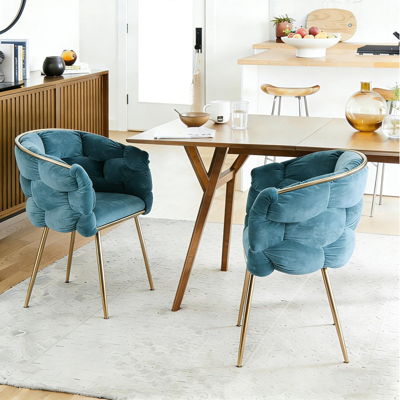 Ensemble de 2 chaises de salle à manger rembourrées Modern, Bleu