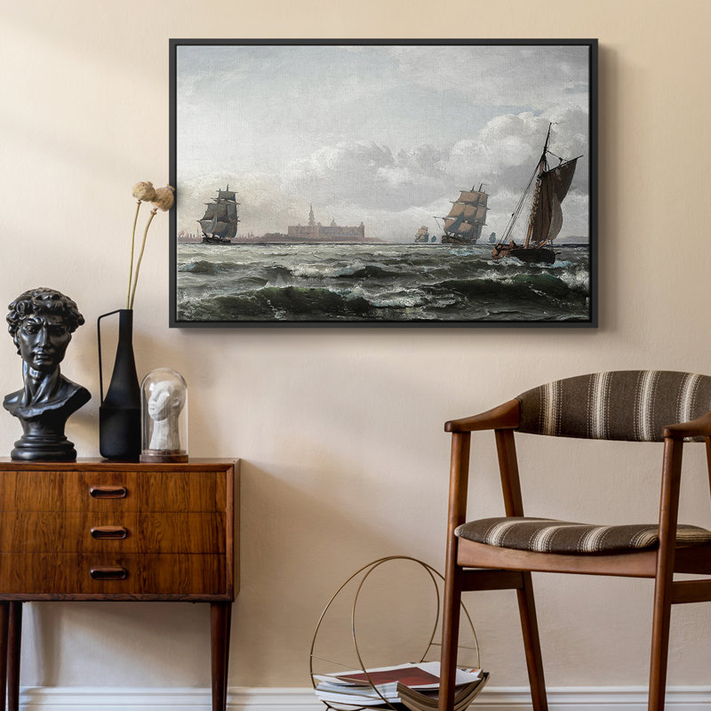 «Vintage Nautical Print-CXCIX» sur, Toile avec cadre flottant noir, H 25 po x l 37 po
