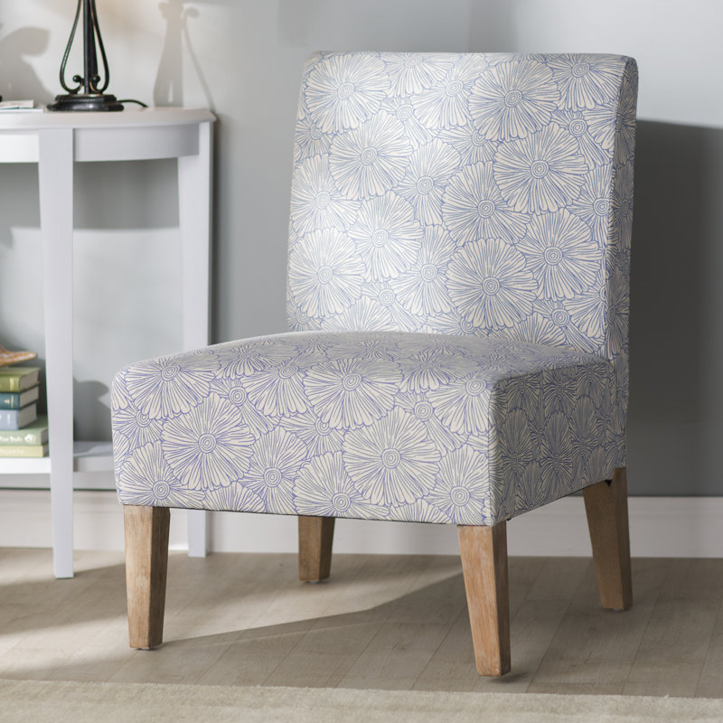 Lisette Upholstered Slipper Chair, Blue Floral