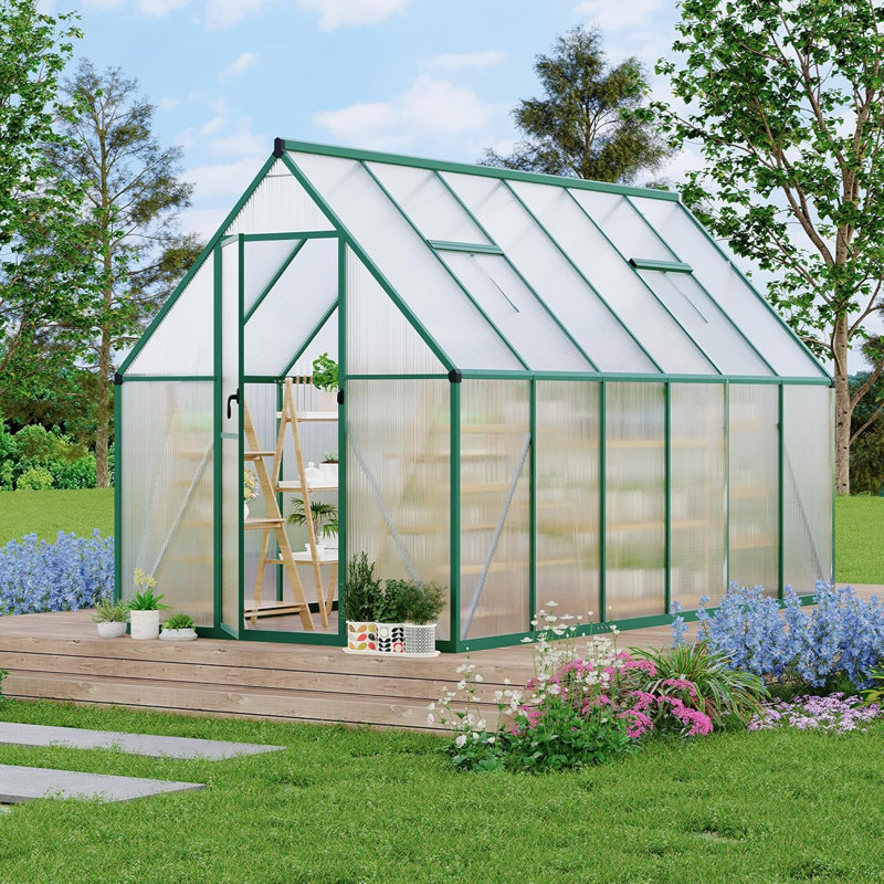6X11FT Polycarbonate Greenhouse with Aluminum Frame, Polycarbonate Greenhouse for Outdoors, Greenhouses with Ventilation, Aluminum Large Walk-in Greenhouses for Outside