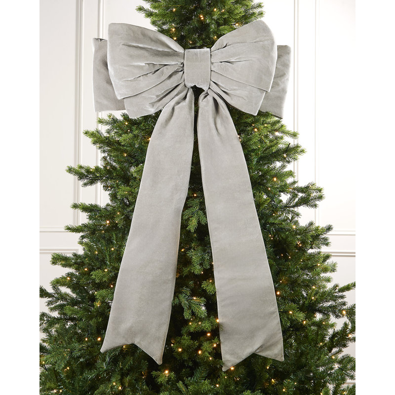 133cm Solid Colour Velvet Bow, Silver