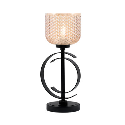 Accent Lamp Shown In Matte Black Finish With 6" Amber Textured Glass
