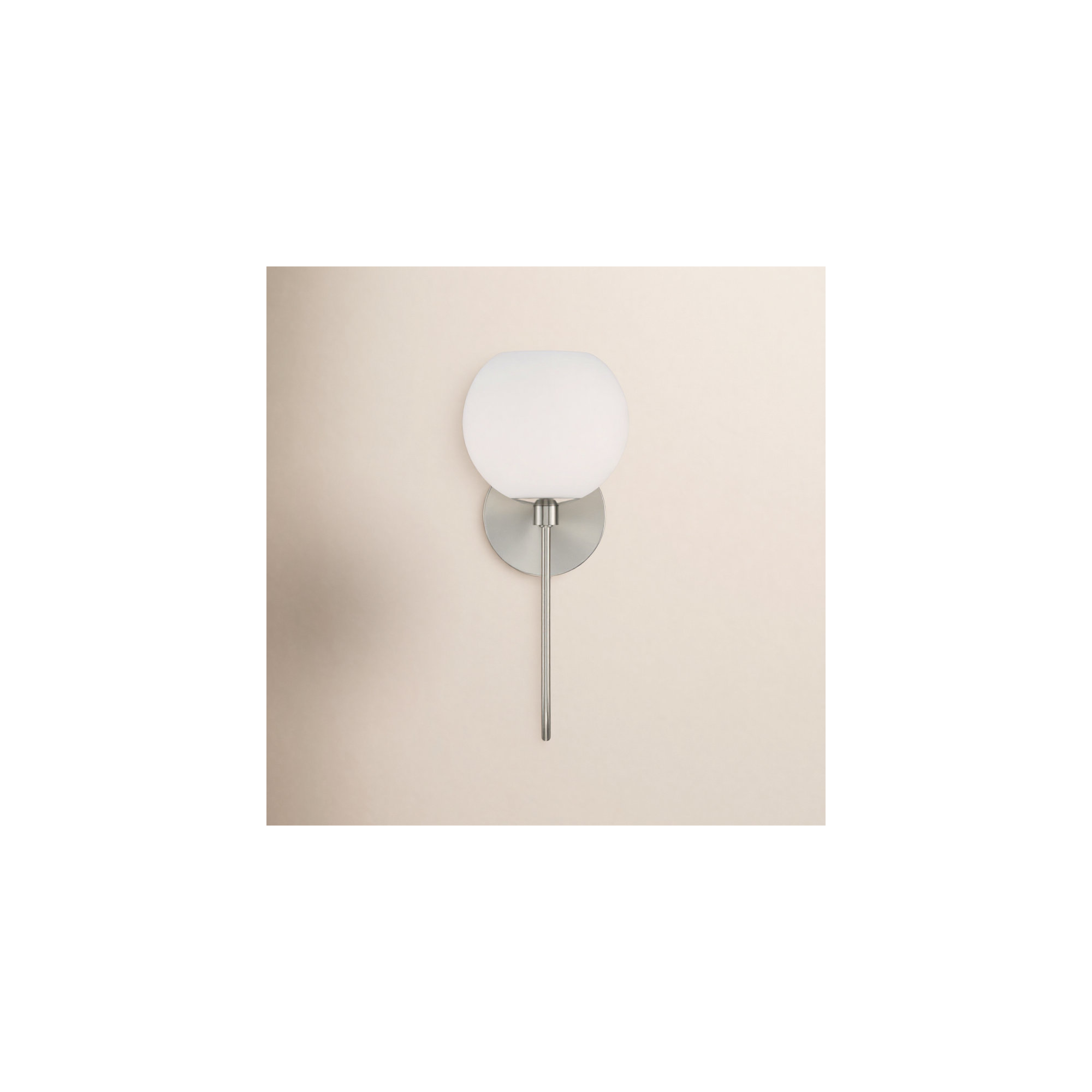 Ansley Single Light Glass Dimmable Armed Sconce, Brushed Nickel