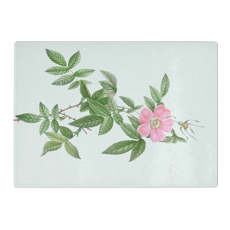 Tempered Glass a Boursault Rose Chopping Board, 28.5 cm W x 20 cm L