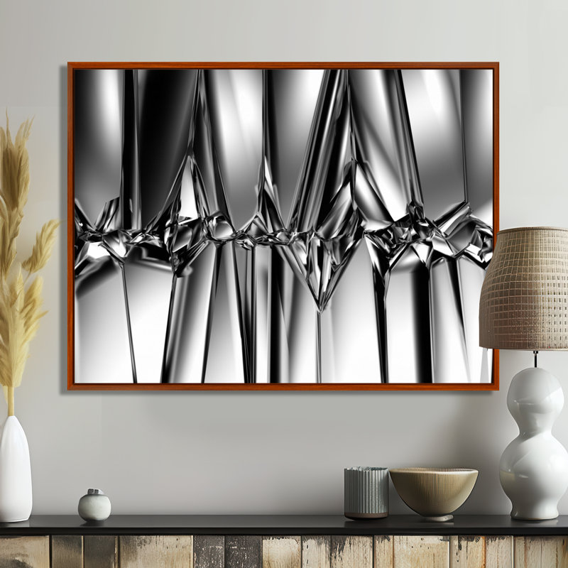 " Black White Crystal Background ", 30" H x 40" W, Floater Framed, Brown