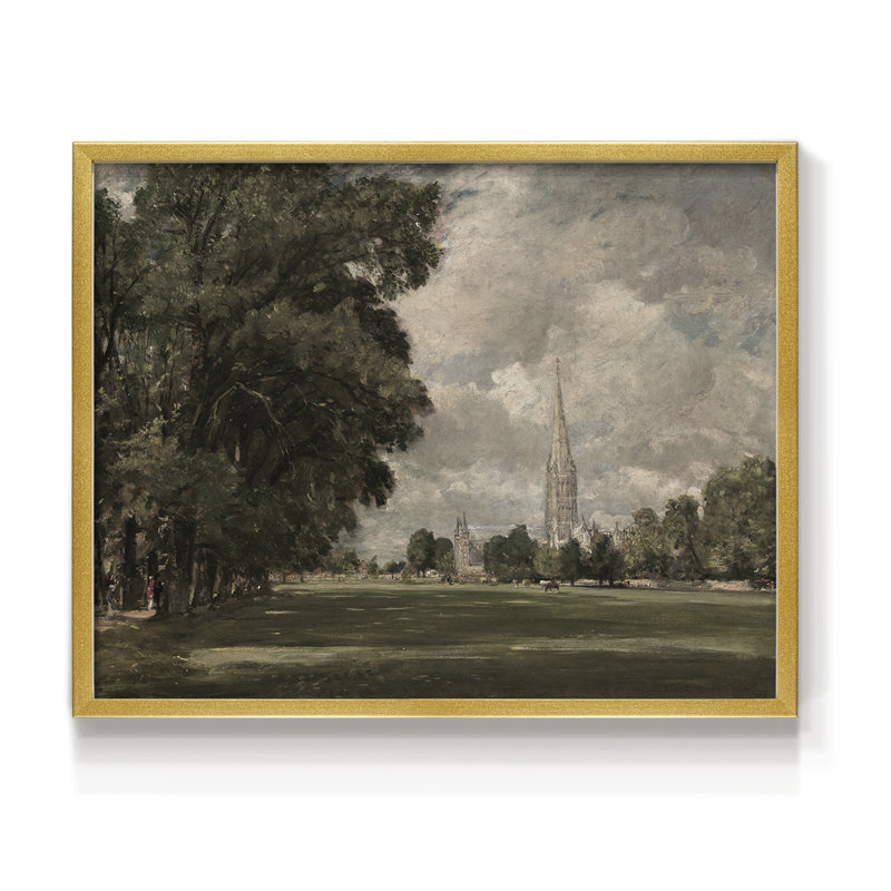 Paysages rétro-CCDCLXV-III - impression encadrée - réaménageable, H 22 po x l 28 po, Doré