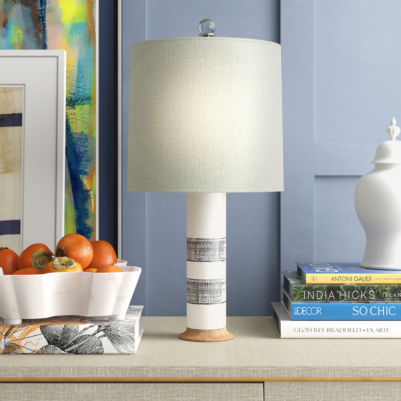 Elena Table Lamp, Blue/White