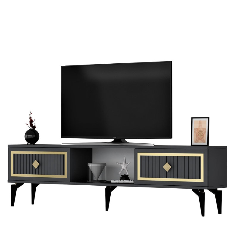 Olivia Unfinished TV Stand for TVs up to 70", Grey/Gold