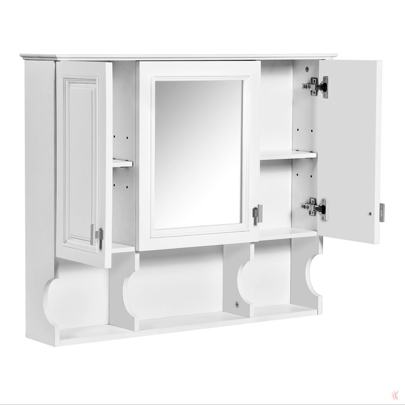 Armoire à pharmacie murale 35 po x 28 po, armoire de salle de bain moderne avec miroir, armoire à miroir avec tablettes ouvertes