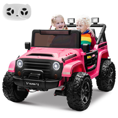 Ride On Truck Car 24v 9ah Kids' Electric Car W/parents Remote Control, Children Ride On Toy W/safety Belt, 2 Seater, 3 Speeds, 2wd/4wd, Bluetooth, 4 E