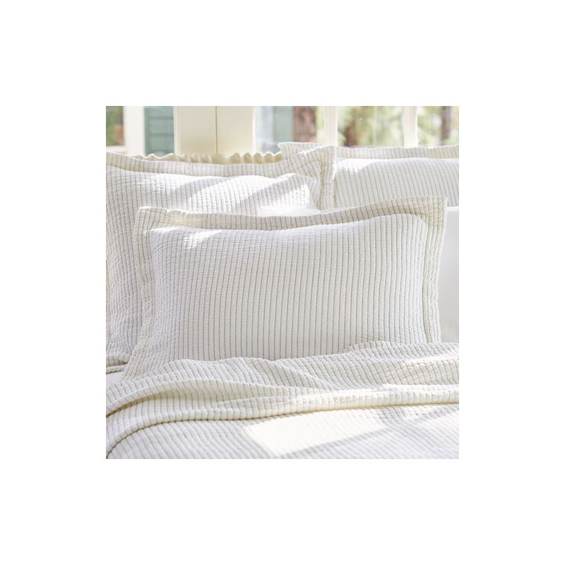 Hudson Stripe Sham, Standard, White/Indigo