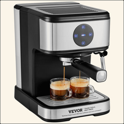 Machine à espresso VEVOR, cafetière à 15 bars et machine à expresso avec buse à vapeur, machine à café cappuccino semi-automatique professionnelle avec écran tactile et réservoir d'eau amovible, système de contrôle NTC