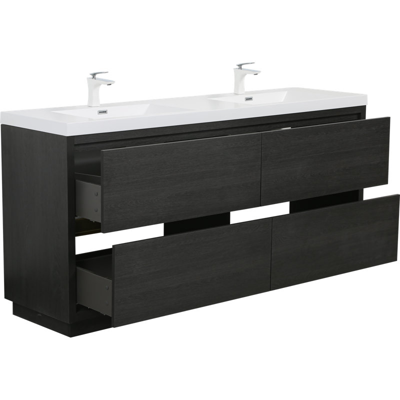 Meuble-lavabo autoportant à fermeture en douceur
