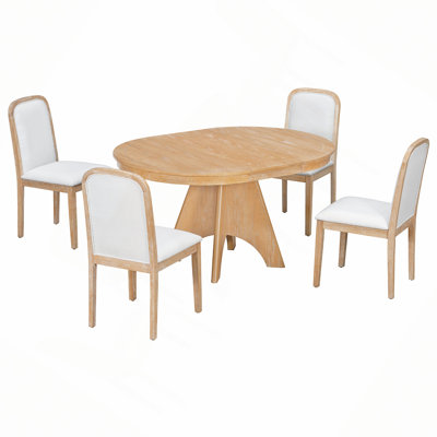 Ensemble de table de salle à manger extensible Vintage pour 4 à 6 personnes avec 4 chaises rembourrées, ensemble de table de ferme rustique de 42 à 58 po avec finition vieillie pour la salle à manger et la cuisine
