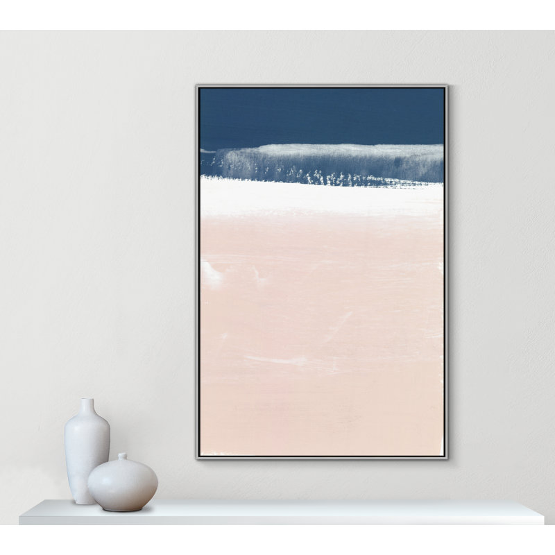 Hunsberger Blush Horizon - reproduction d'art, Pas de tapis, H 41,5 po x l 61,5 po x P 2 po, Toile avec cadre argenté