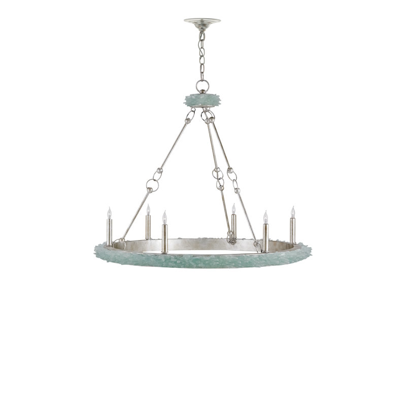 Lustre en roue de chariot à 6 lumières de style bougie Tidewater