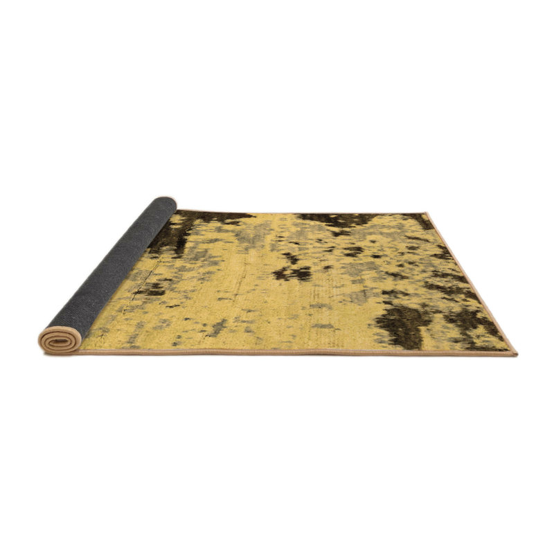 Tapis carré abstrait jaune / vert 4 pi x 4 pi Abstract Machine Made