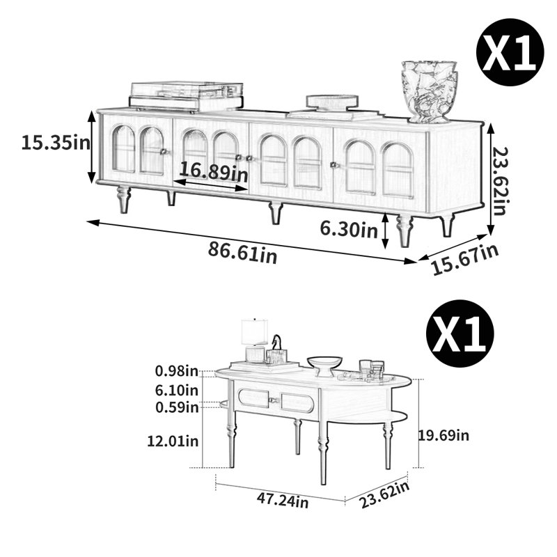 Combination of TV stand and coffee table