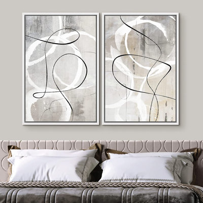 Ensemble de 2 peintures encadrées sur toile
