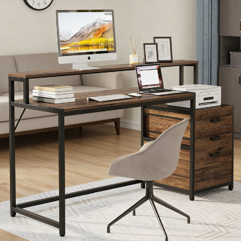 Bureau d'ordinateur compact, style industriel