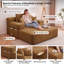 Canapé-lit rembourré 48,5 po en velours côtelé double avec 2 coussins et poches latérales - aucun assemblage requis-1686775670