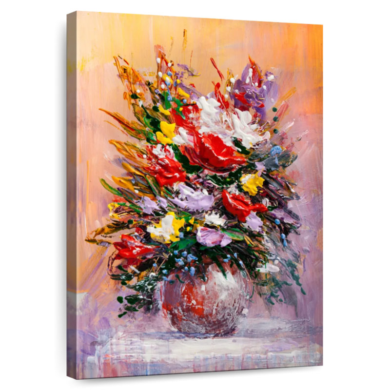 Harnek rétro floral abstrait, H 51 po x l 34 po