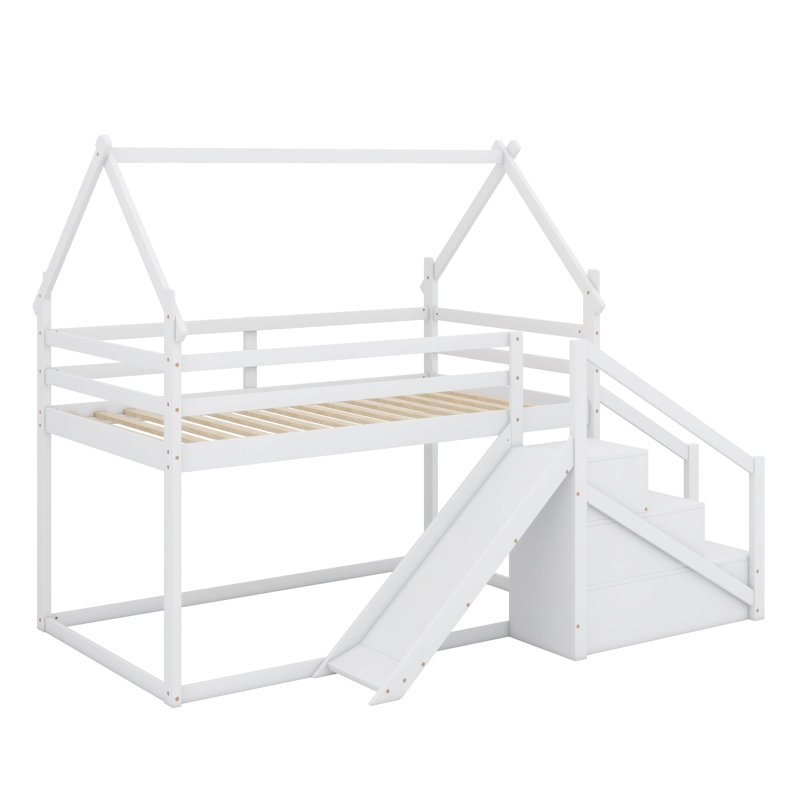 Twin-Over-Twin House-Style Loft Or Bunk Bed Design, White