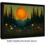 «Moonlit Pine Forest», encadré noir, pleine lune, peinture de champ de fleurs sauvages, art mural paysage nature Moody Mystical-1719100795
