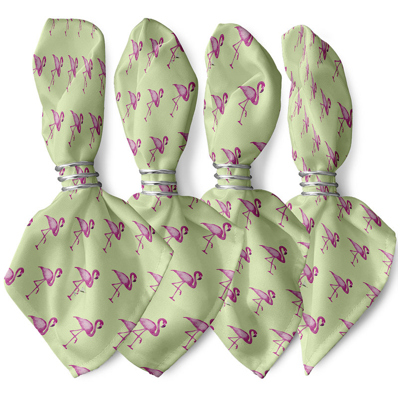 Biddlesden Flamingo Fanfare Martini Napkins, Green