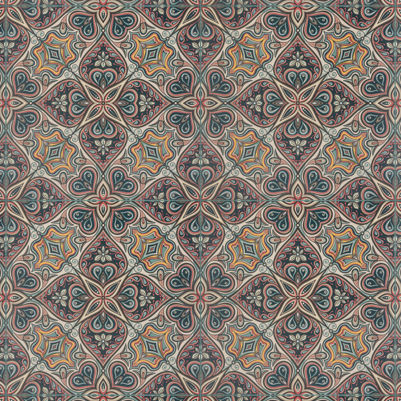 Imagine Tapestry Mandala 19.4" x 19.4" Porcelain Moroccan Wall & Floor Tile