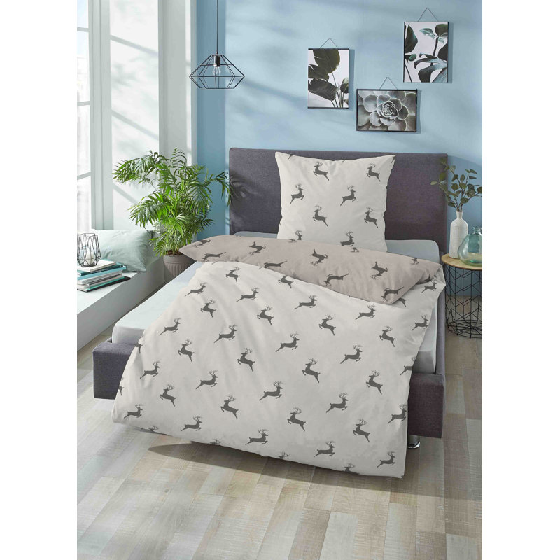 100% Cotton Duvet Cover Set, Putty, 155 x 220cm - 1 Pillowcase (80 x 80cm)