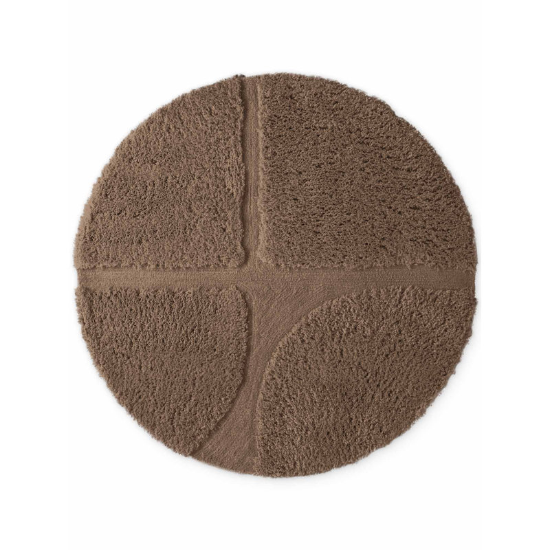 Geometric Hand Tufted Shag Area Rug, Brown, Round 150 cm