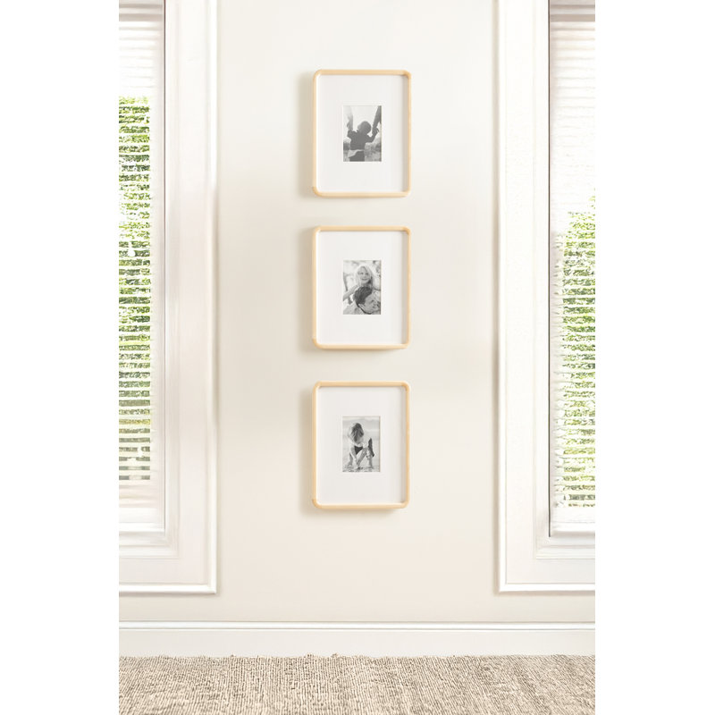 Inglewood Rounded Rectangle Wood Frame Set, Beige, 5" W x 7" H