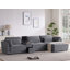 Canapé modulaire en chenille de 124 po en L avec charge USB, console de rangement et repose-pieds mobile pour un confort et une flexibilité ultimes.
