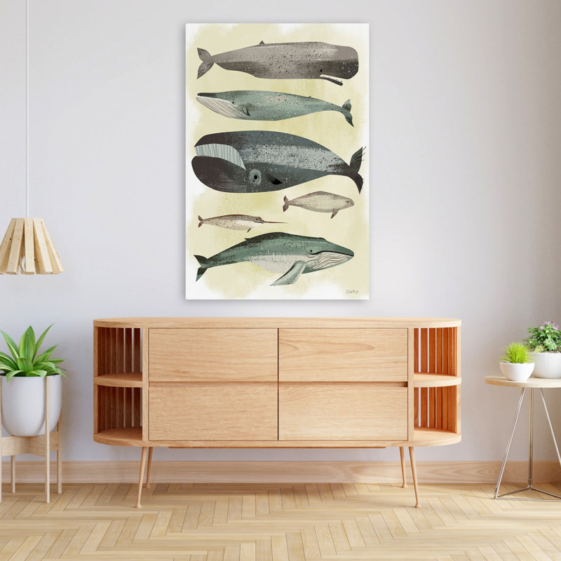 Whales - Animals Illustration Whales Art, 48" H x 32" W
