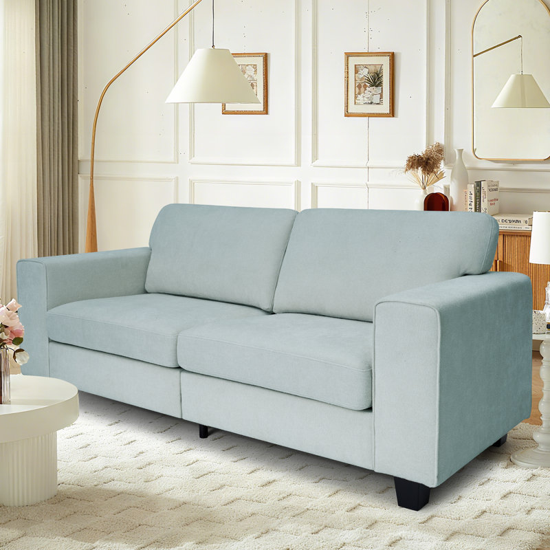 Modern Upholstered Cloud Sofa With Deep Seats And Wide Square Armrests For Living Room, Gray