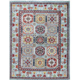 8x10 Blue Hand-Knotted Wool Jeweled Medallion Classic Traditional Modern Contemporary Carpet Rug