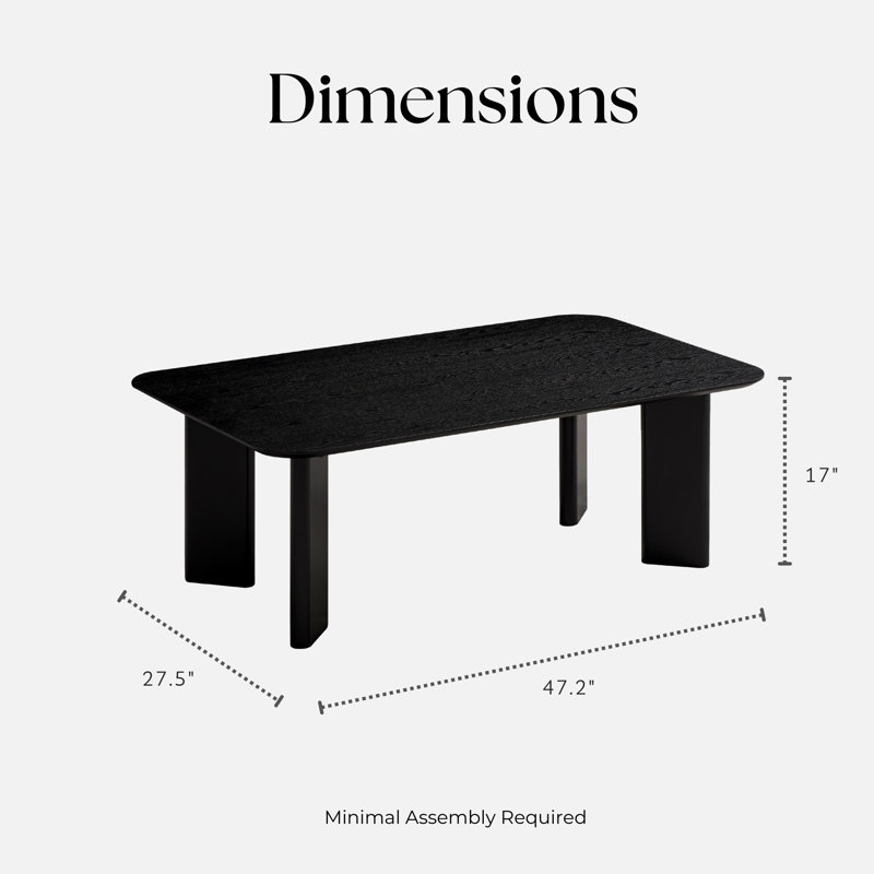 Table basse à 4 pieds Joss, Bois de frêne noir