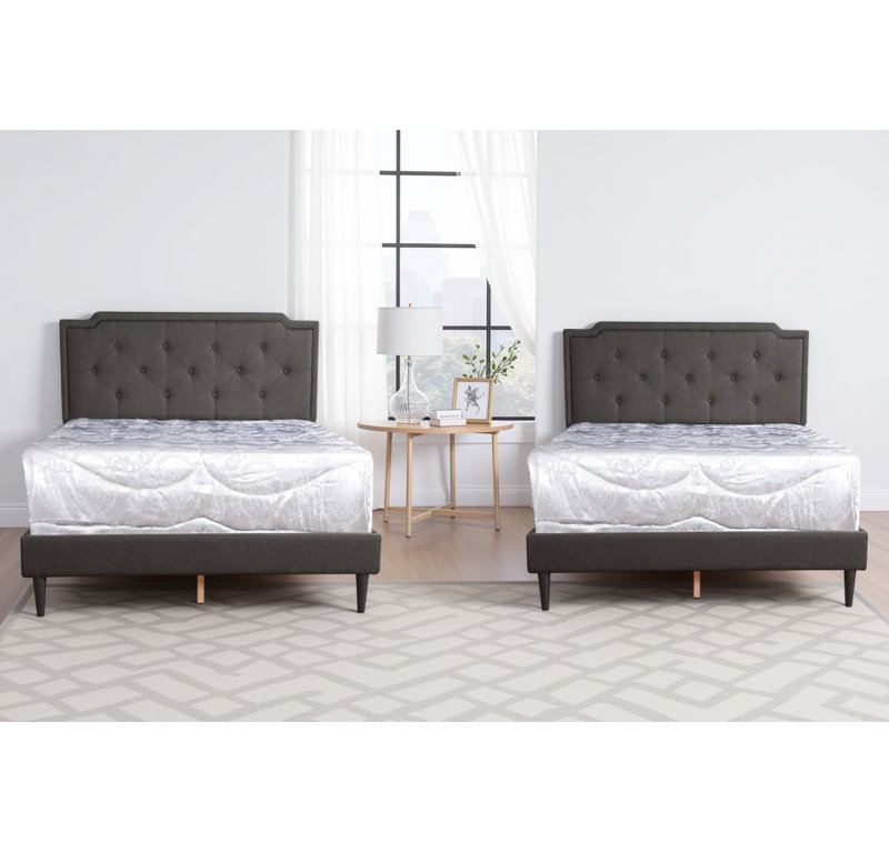 Ensemble de 2 lits simples noir cendré Maiwenn, Double, Noir cendré