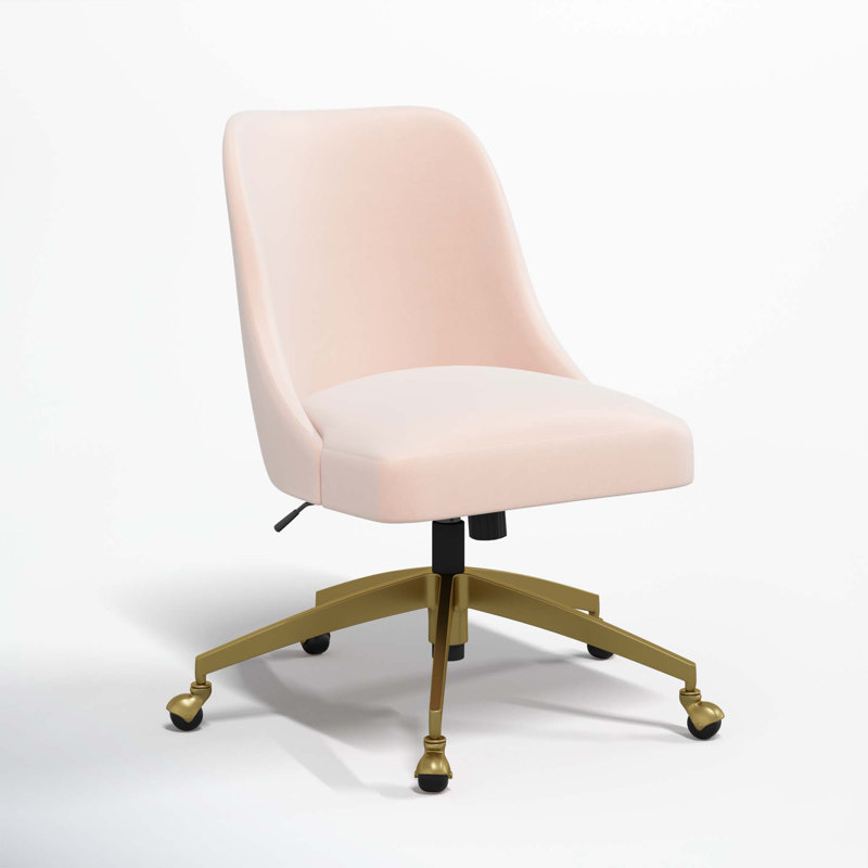 Chaise de bureau Tamieka, Velours champagne luxueux rose