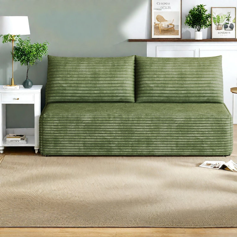 Canapés d'angle à compression, canapé moderne en velours côtelé moelleux de 150 cm pour la maison, Vert