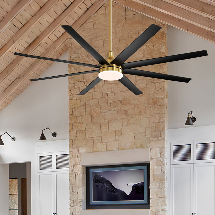 Jamii-Leigh Large Indoor/Covered Outdoor Modern Ceiling Fan with Led Lights and Remote, 6-Speed, Reversible Quiet DC Motor, Timer, 8-ABS-Blade