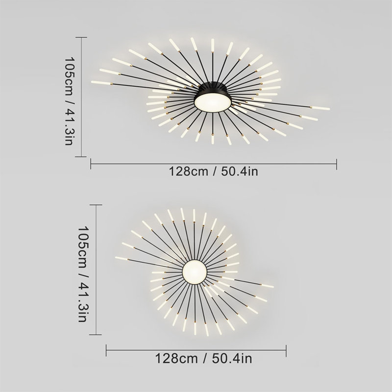 LED-Deckenleuchte Battistina, 51 cm, Black