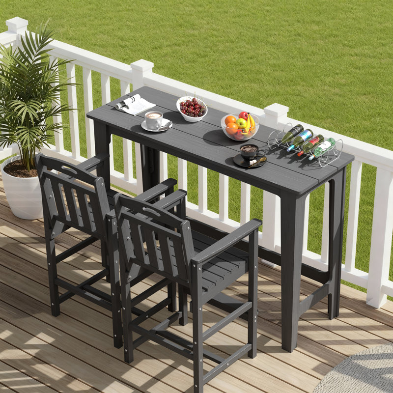 Cedartown Bar Height Patio Table 60.2" Rectangle For Patio, Garden, Yard, Balcony, Poolside, Gray
