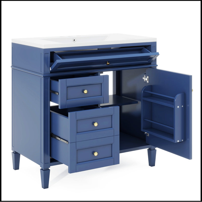 Tachara 36'' Single Bathroom Vanity with Top, Blue