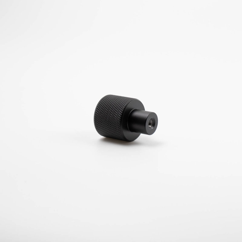 ROUS Hardware Mid Century Modern Knurled Knob, Charcoal (Black)
