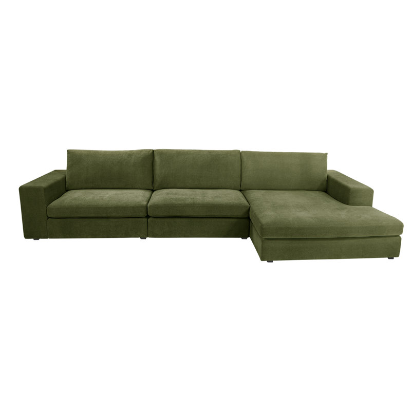 Canapé modulaire 3 pièces Ojai, Accoudoir à droite (vu de face), Chenille vert olive