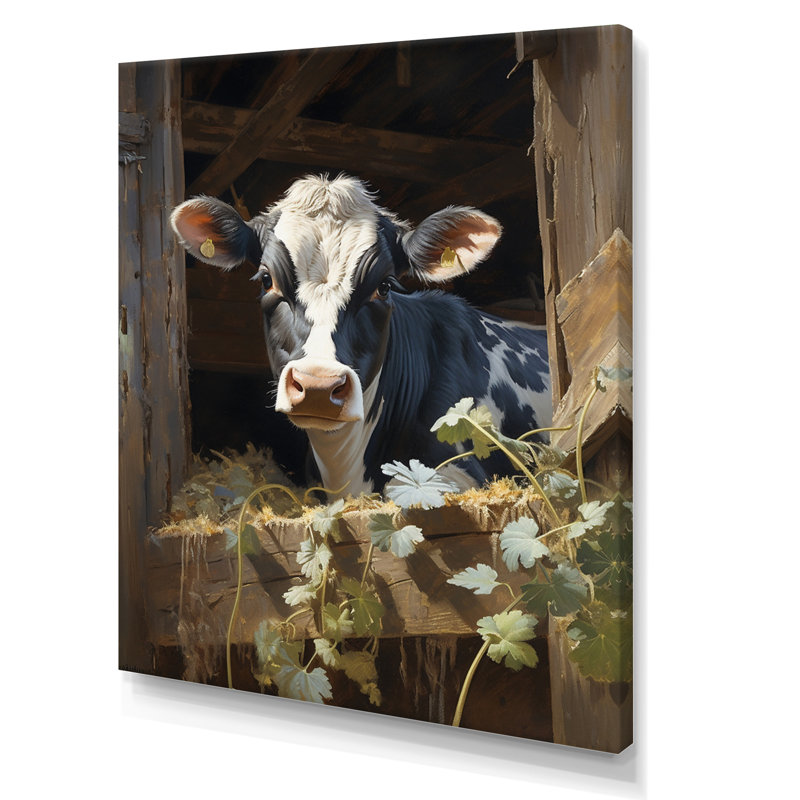 Damalis Cow Rustic Charm I - vache, art mural, Toile tendue, H 44 po x l 34 po x P 1,5 po