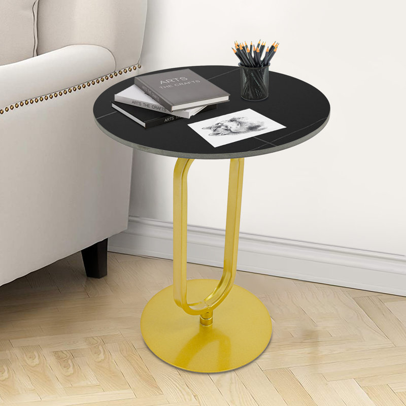 17.72'' End Table Side Table, Black/Gold